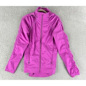 Lululemon Jacket Womens 6 Purple Hooded Full Zip Ruched Sleeve Windbreaker